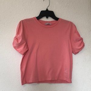 Zara Cropped Puffed Short Sleeve Top